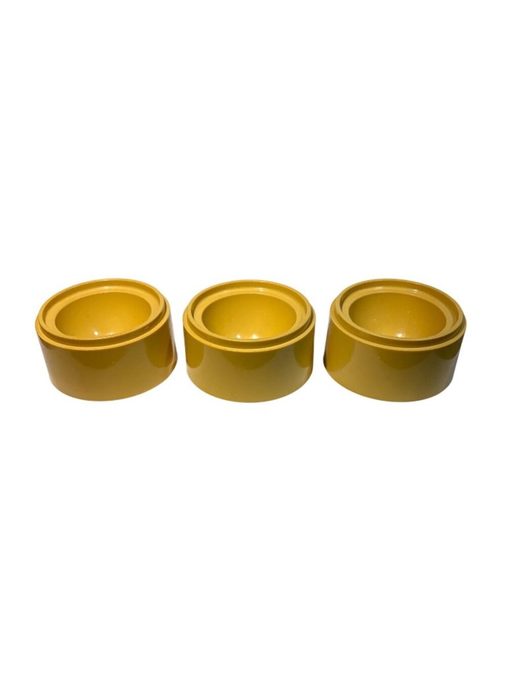 Vintage Yellow Egg Cups Plastic Stacking Lot of 3